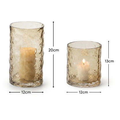 Fiorana Glass Hurricane - Set of 2 - Driftwood - Laura James 