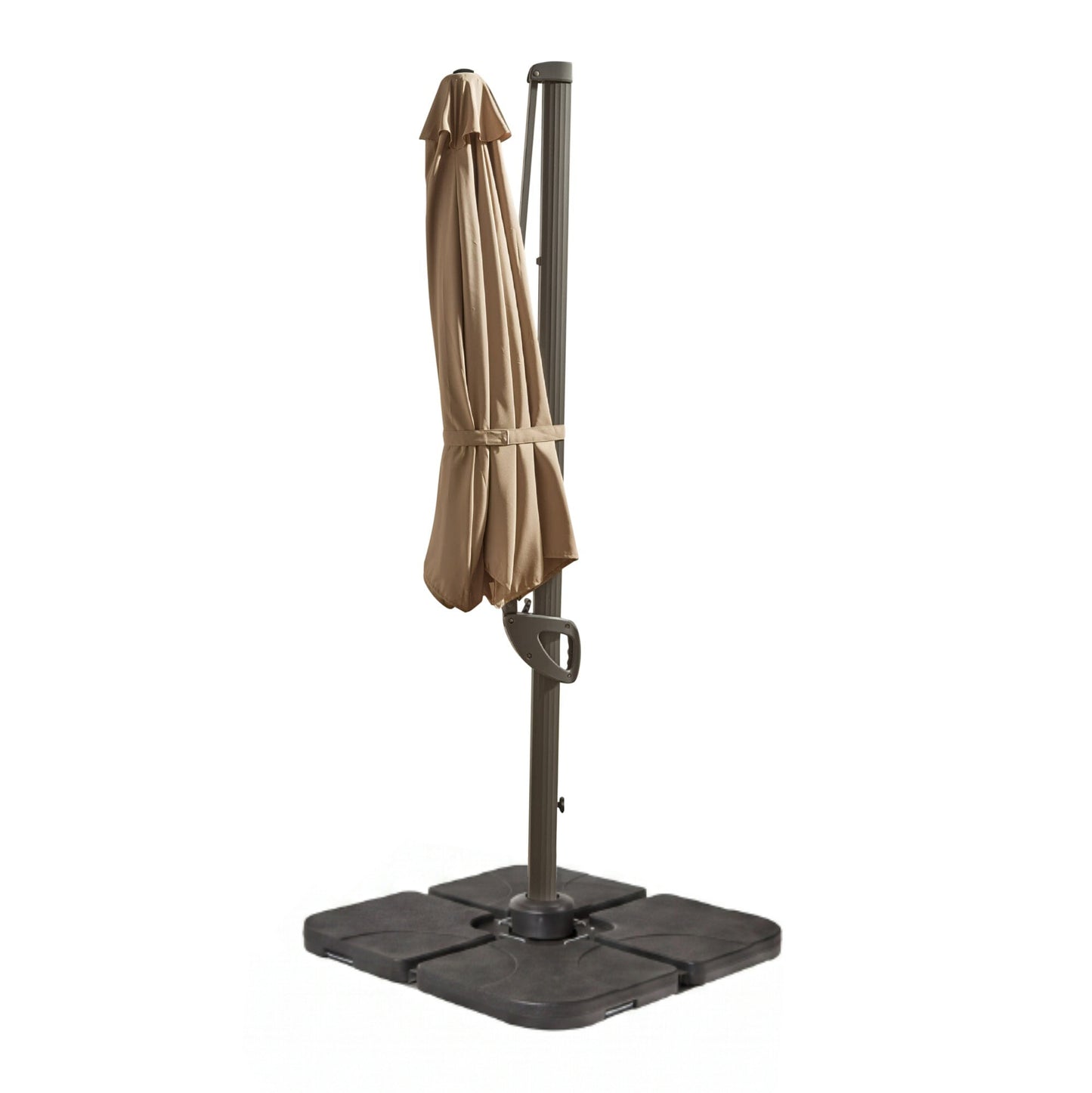 Fira Cappuccino LED Cantilever Parasol - 2.5m Square with Quartered Base