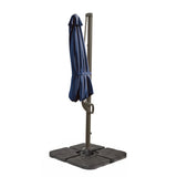 Fira Dark Blue LED Cantilever Parasol - 2.5m Square with Quartered Base