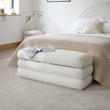 Fleur Large Footstool - Chalk White Boucle - Laura James