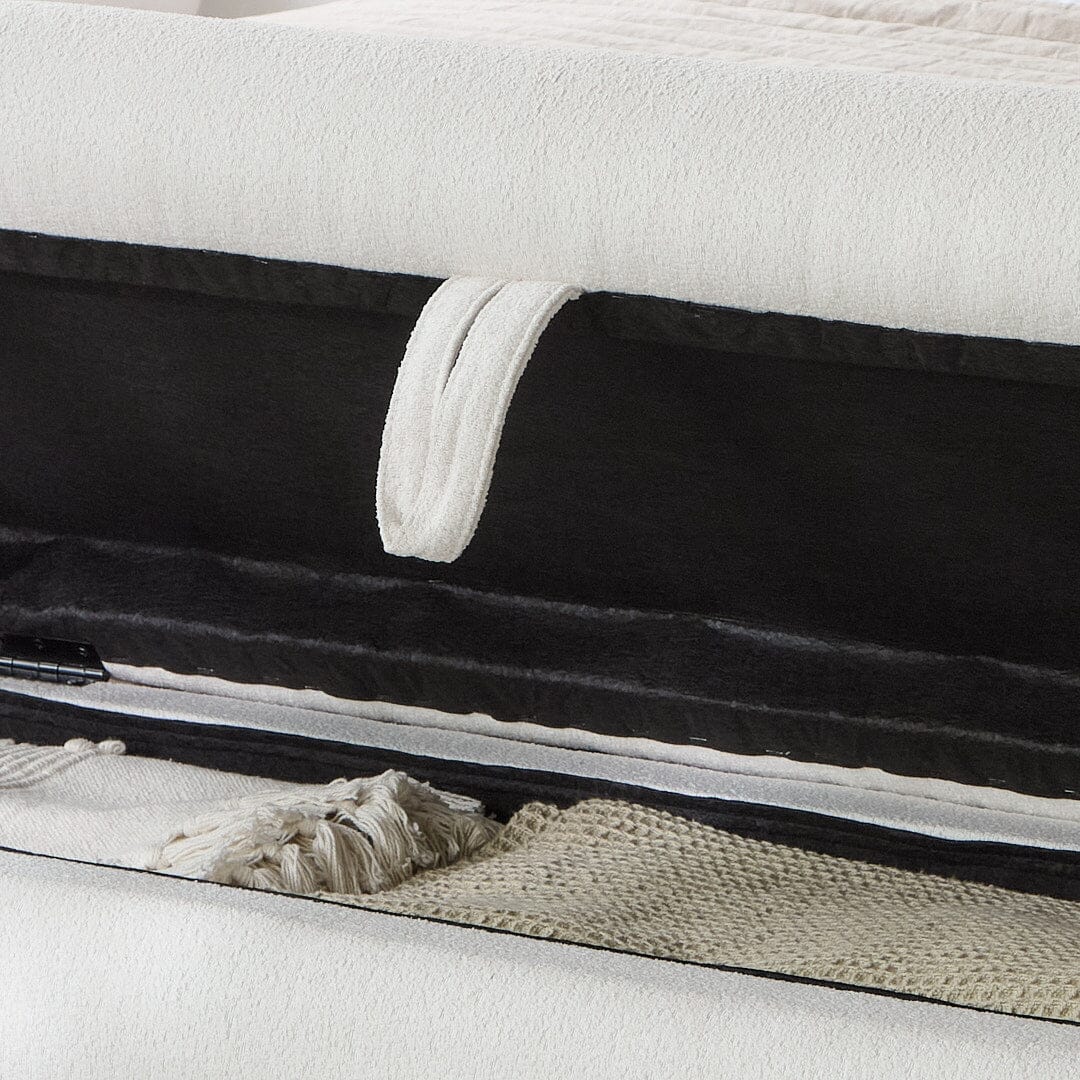 Fleur Large Footstool - Chalk White Boucle - Laura James