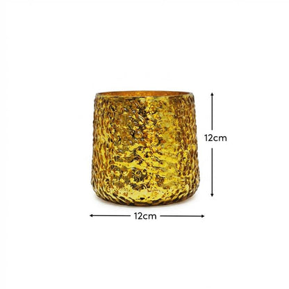 Flivik 12cm Glass Tea Light Holder - Gold