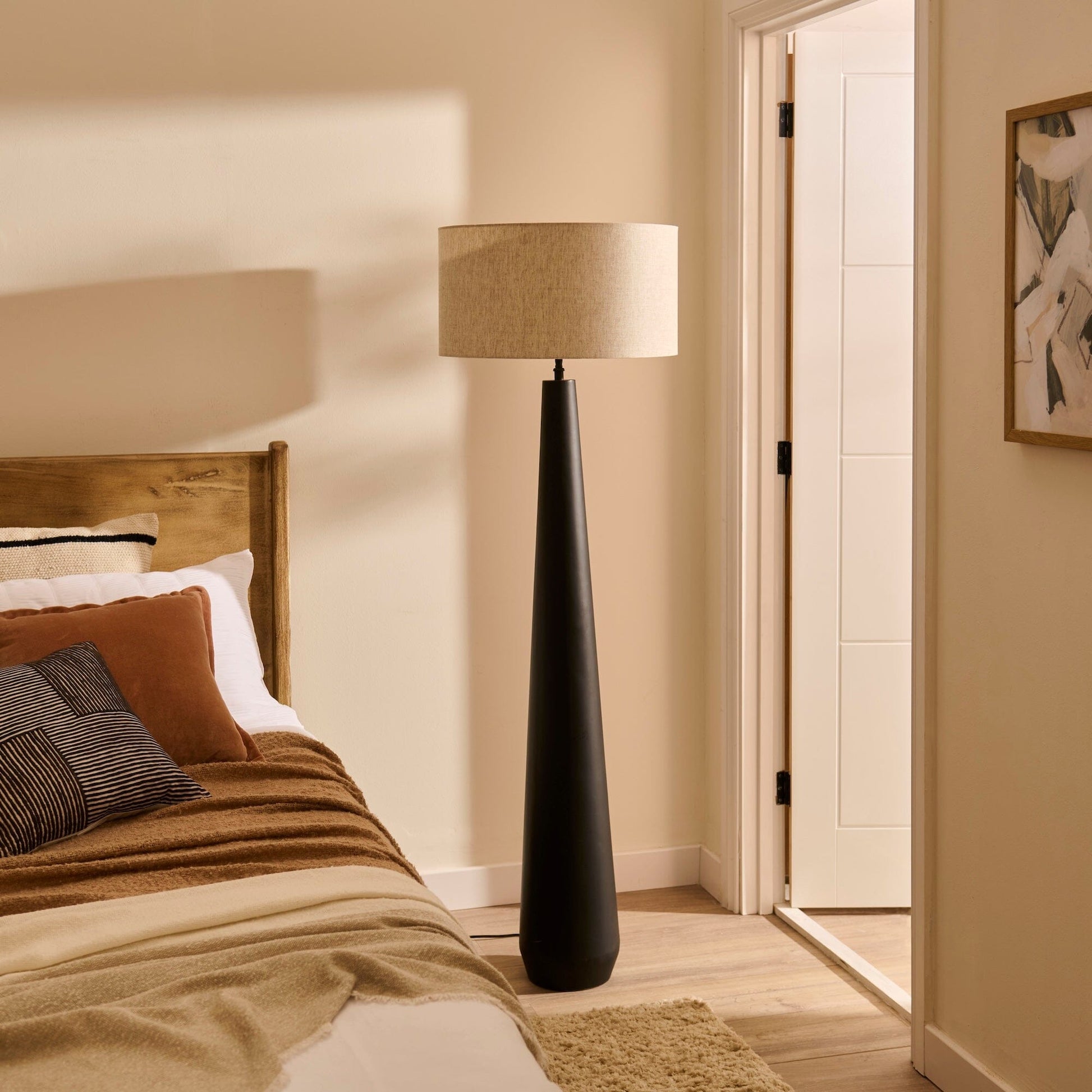 Foxcote Black Metal Floor Lamp Base - 129cm - Laura James 