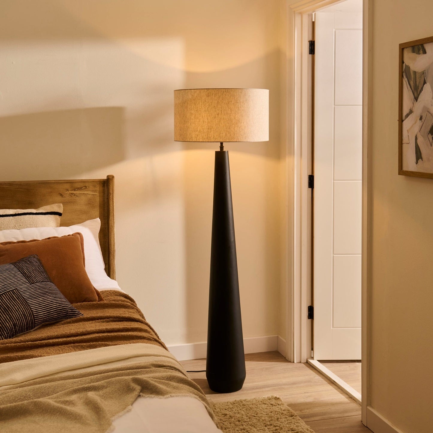 Foxcote Black Metal Floor Lamp Base - 129cm - Laura James 