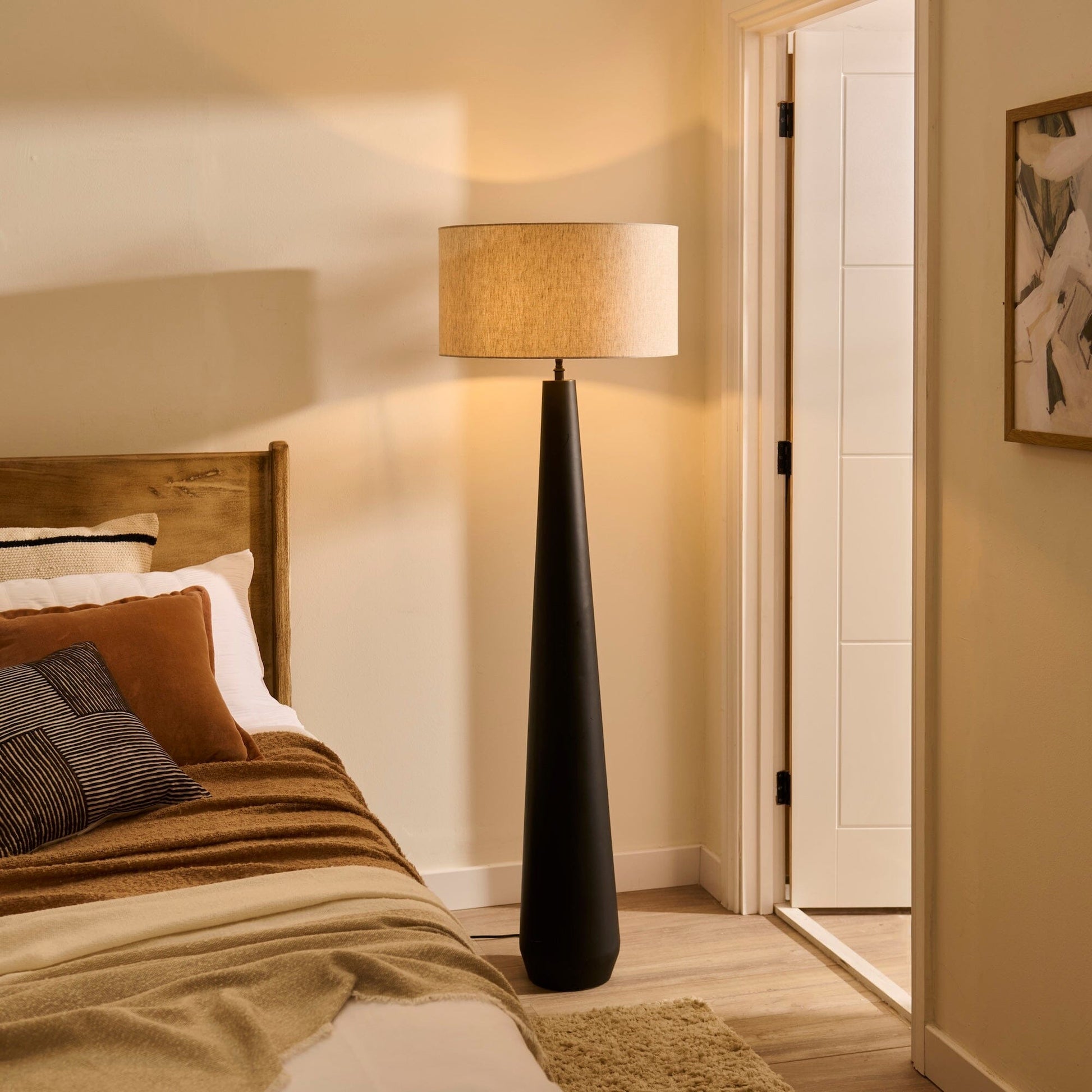 Foxcote Black Metal Floor Lamp Base - 129cm - Laura James 