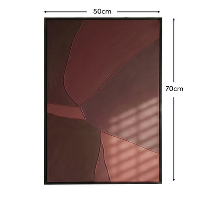 Fray 70x50cm Patchwork Wall Art I - Burgundy