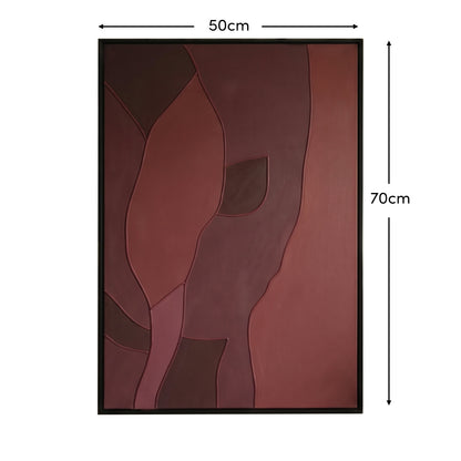 Fray 70x50cm Patchwork Wall Art III - Burgundy