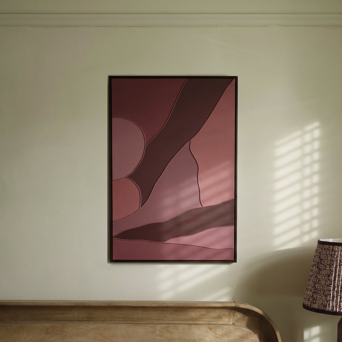 Fray 70x50cm Patchwork Wall Art - Set of 3 - Burgundy