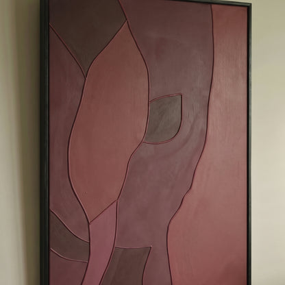 Fray 70x50cm Patchwork Wall Art III - Burgundy