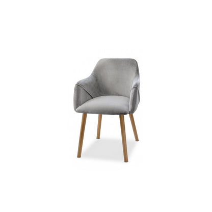 Freya Mist Grey Armchairs - Set of 2 - Pale Oak Legs - Laura James
