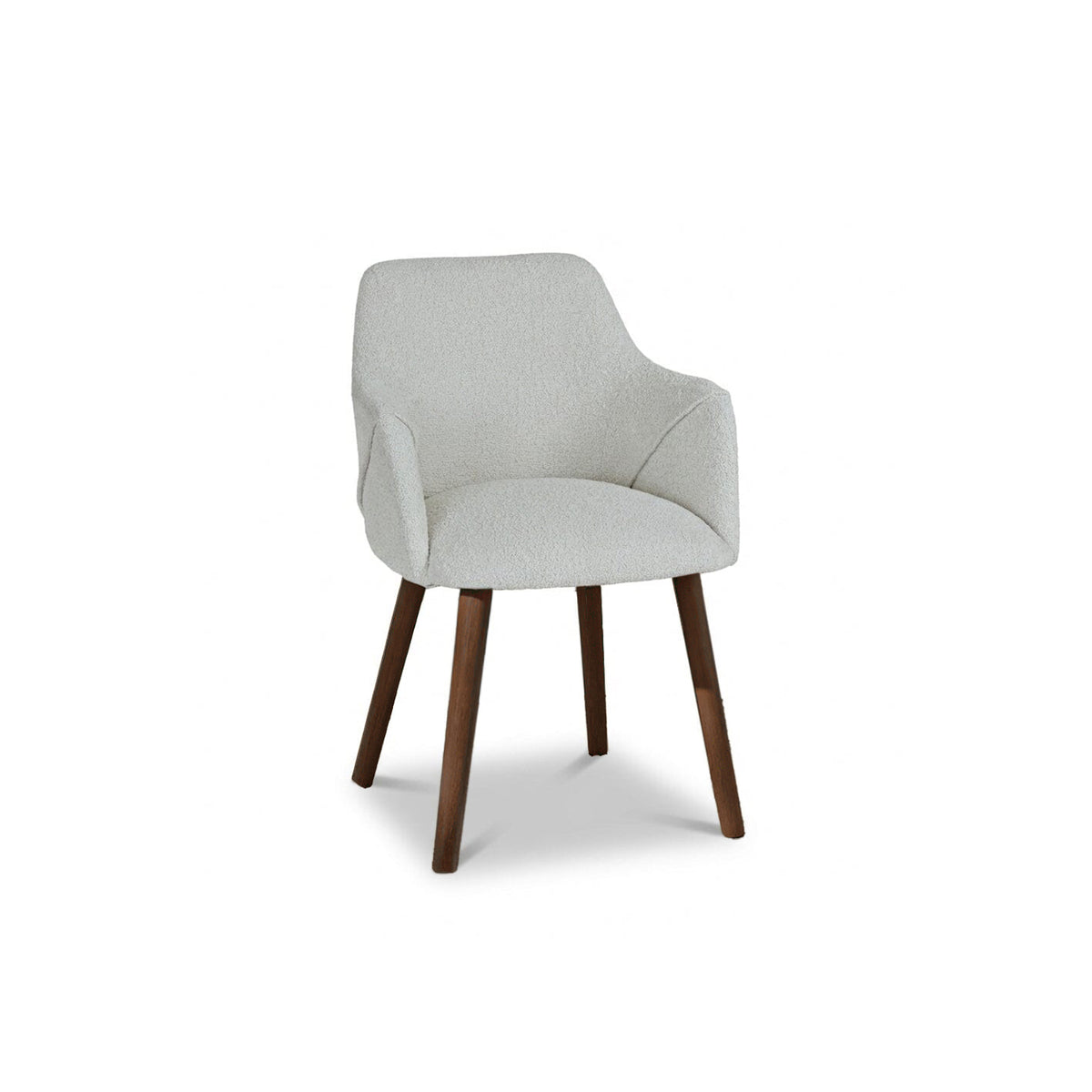 Freya Oat Boucle Armchair - Set of 2 - Coffee Brown Mango Wood Legs - Laura James 