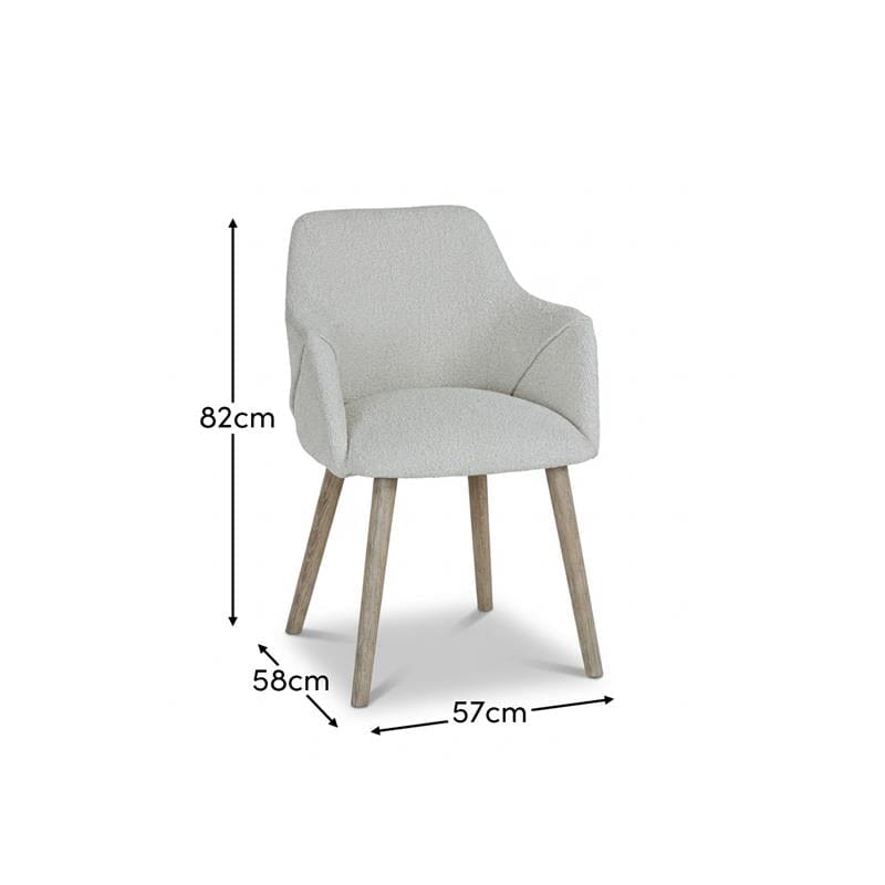 Freya Oat Boucle Armchair - Set of 2 - Whitewash Oak Legs - Laura James 