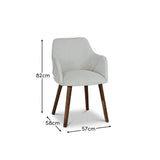 Freya Oat Boucle Armchair - Set of 2 - Coffee Brown Mango Wood Legs - Laura James 
