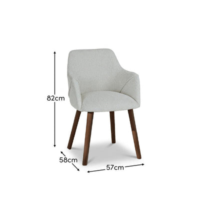 Freya Oat Boucle Armchair - Set of 2 - Coffee Brown Mango Wood Legs - Laura James 