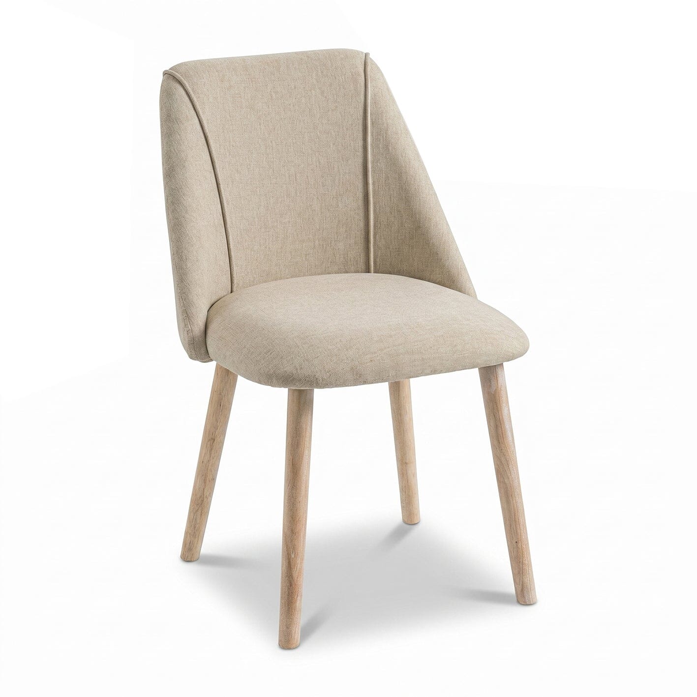 Farren Whitewash Oak Oval Dining Table Set - 4 Seater - Freya Sand Dining Chairs - Whitewash Oak Legs - Laura James