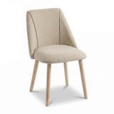 Farren Whitewash Oak Round Dining Table Set - 4 Seater - Freya Sand Dining Chairs - Whitewash Oak Legs - Laura James