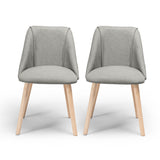 Freya Fossil Twill Dining Chair - Set Of 2 - Whitewash Oak Legs - Laura James 