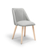 Freya Fossil Twill Dining Chair - Set Of 2 - Whitewash Oak Legs - Laura James 
