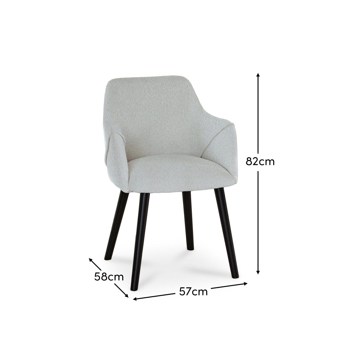 Freya Oat Boucle Armchair - Set of 2 - Black Oak Legs - Laura James