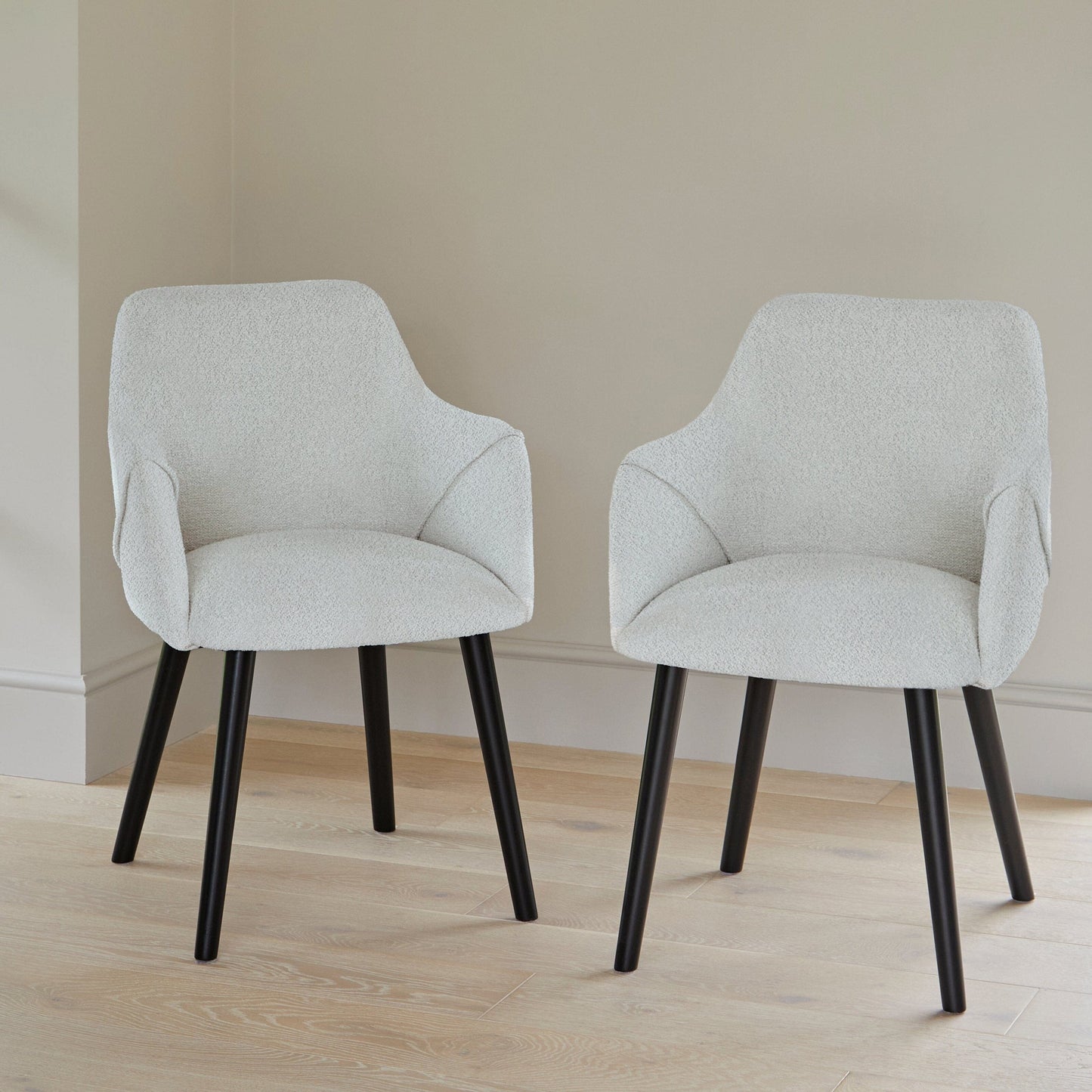 Freya Oat Boucle Armchair - Set of 2 - Black Oak Legs - Laura James