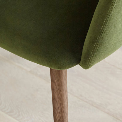 Freya Fern Green Armchair - Set of 2 - Almond Brown Legs