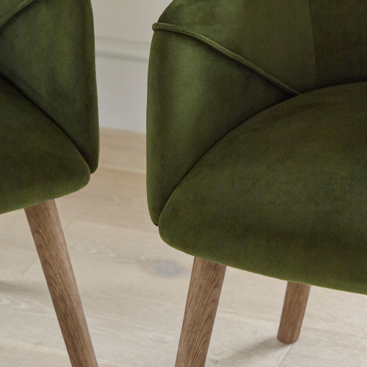 Freya Fern Green Armchair - Set of 2 - Almond Brown Legs