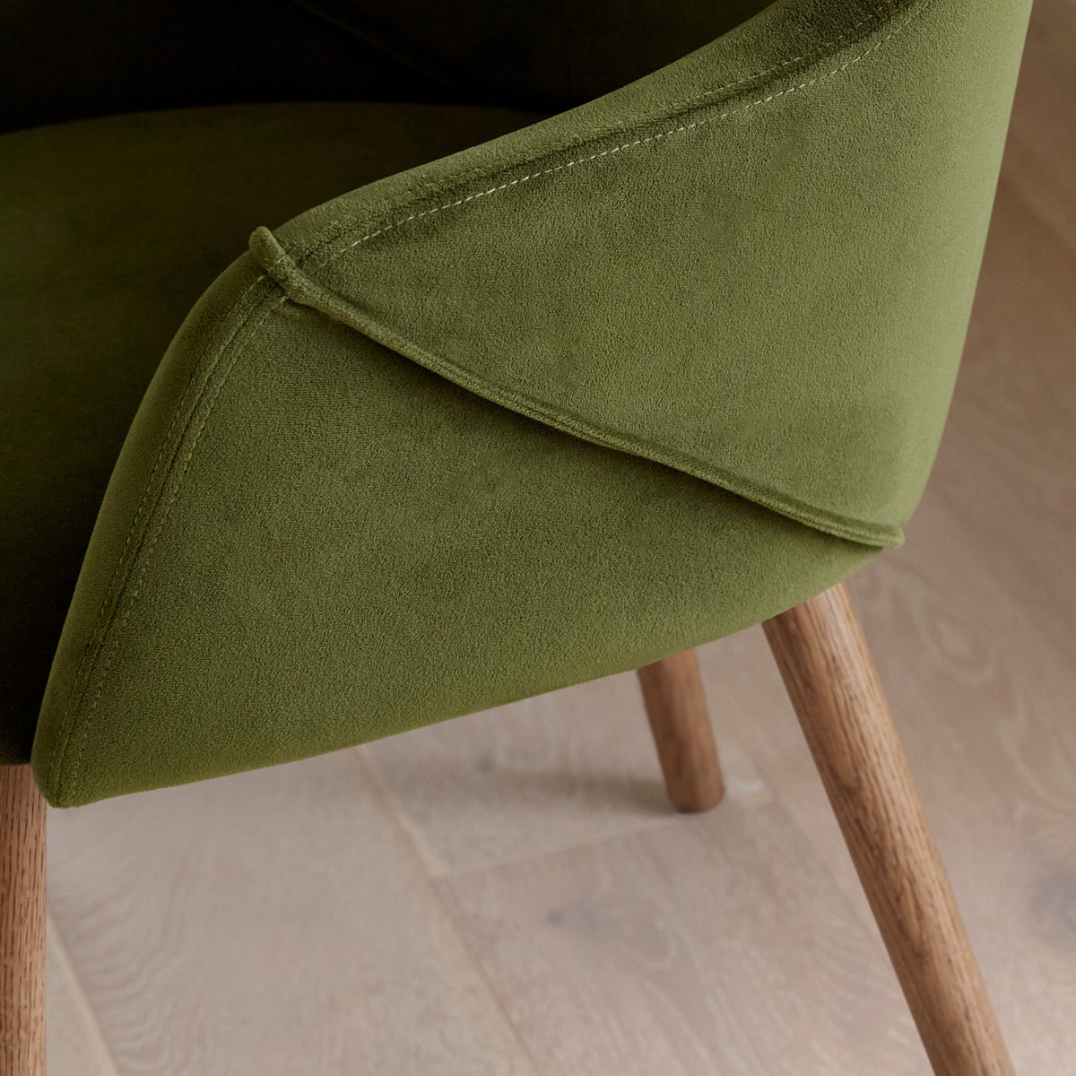 Freya Fern Green Armchair - Set of 2 - Almond Brown Legs
