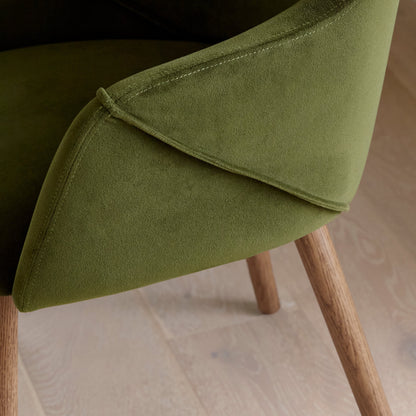 Freya Fern Green Armchair - Set of 2 - Almond Brown Legs