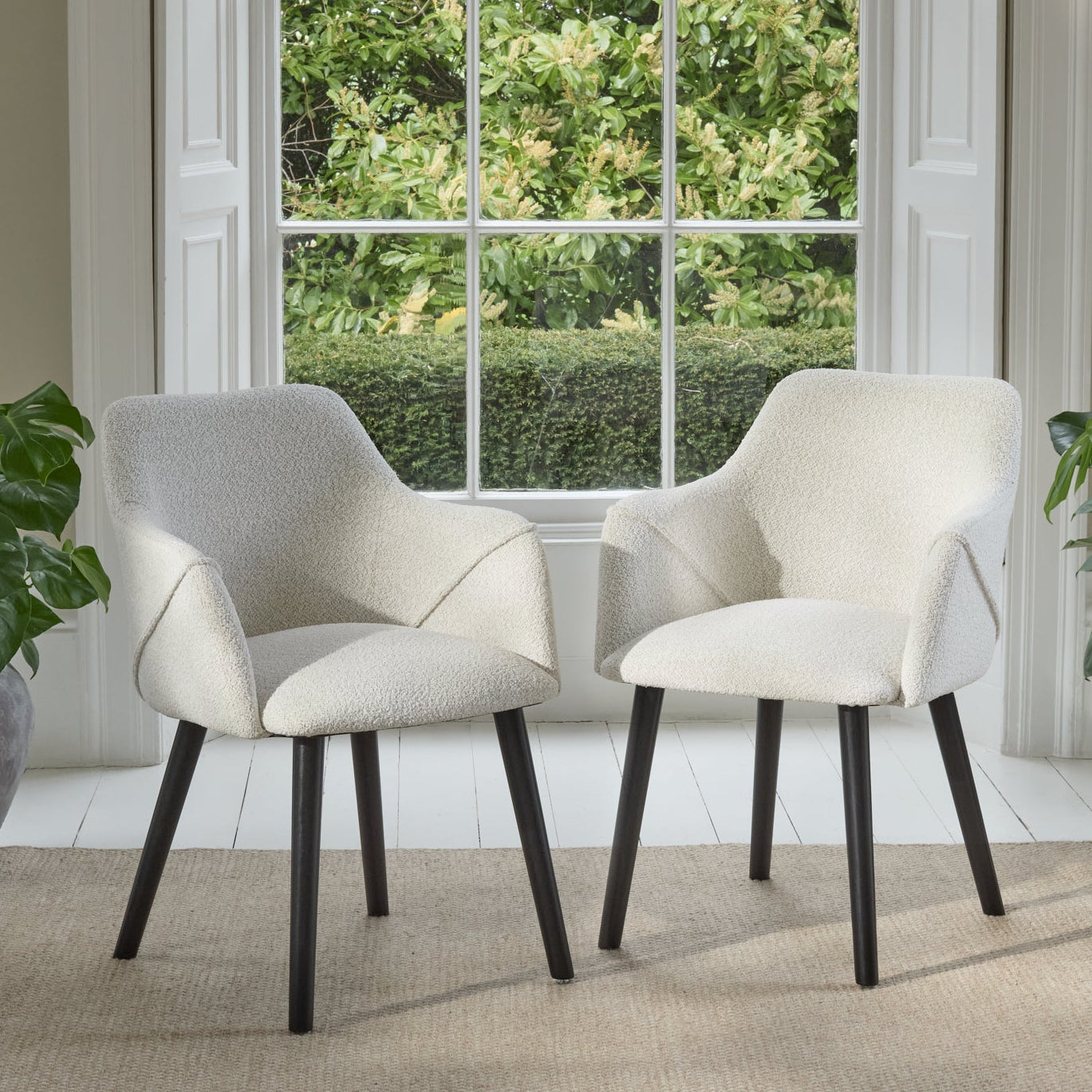Freya Oat Boucle Armchair - Set of 2 - Black Oak Legs - Laura James