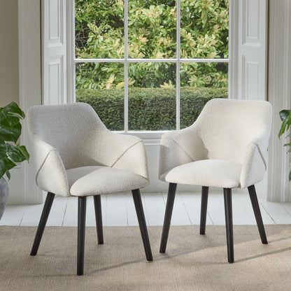 Freya Oat Boucle Armchair - Set of 2 - Black Oak Legs - Laura James