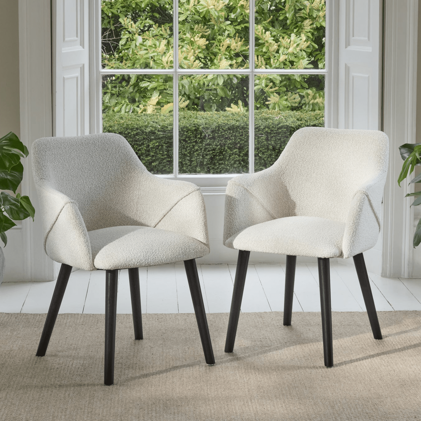 OUTLET - Freya Oat Boucle Armchair - Set of 2 - Black Oak Legs