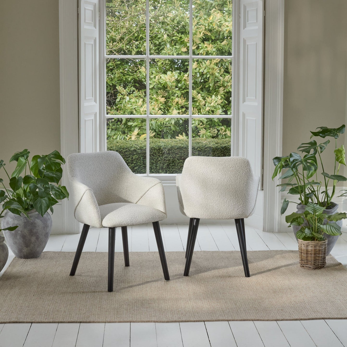 Freya Oat Boucle Armchair - Set of 2 - Black Oak Legs - Laura James