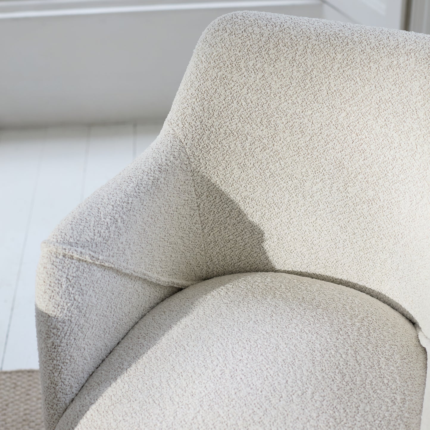 Freya Oat Boucle Dining Armchairs - Set of 2 - Chalked Mango Wood Legs - Laura James