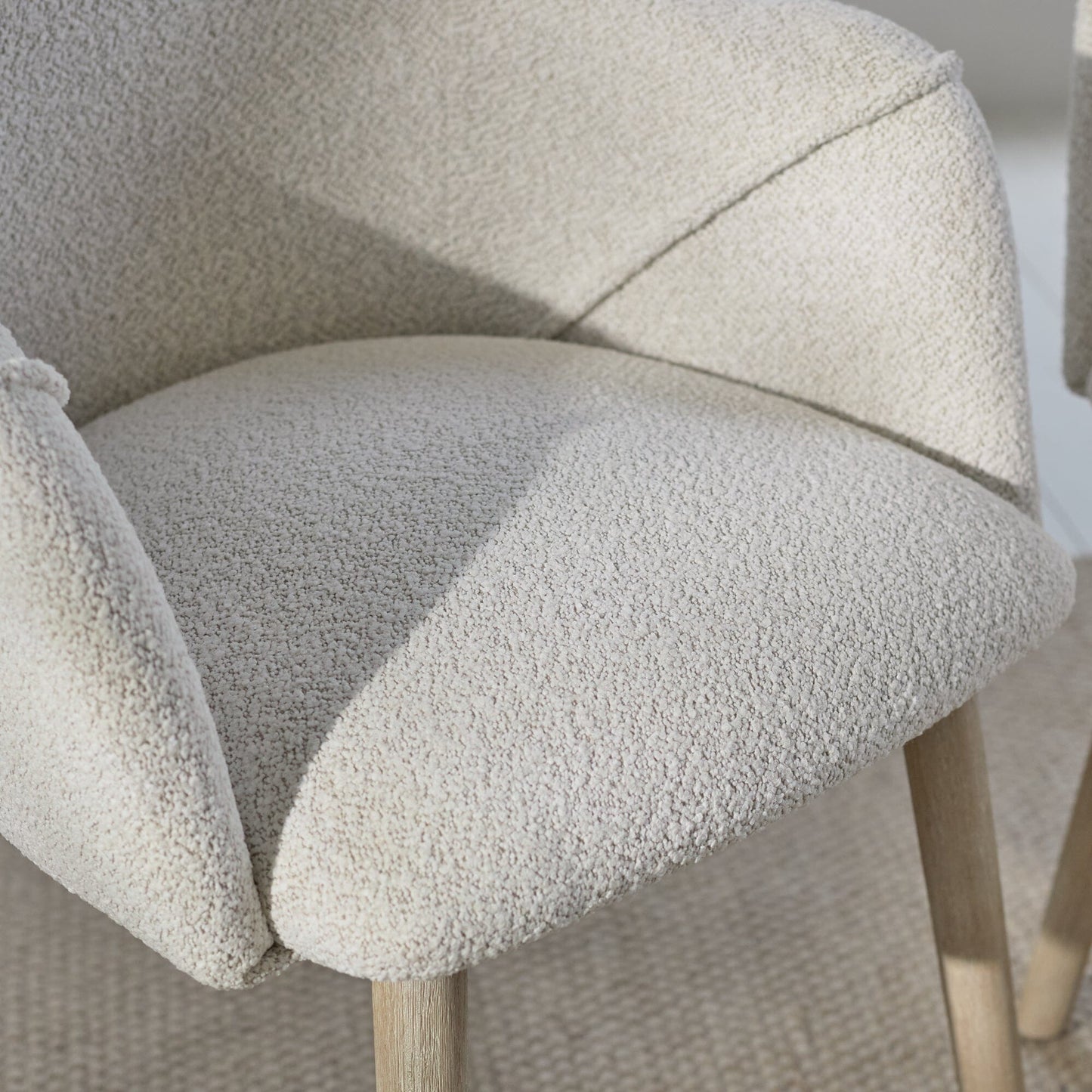 Freya Oat Boucle Armchair - Set of 2 - Whitewash Oak Legs - Laura James