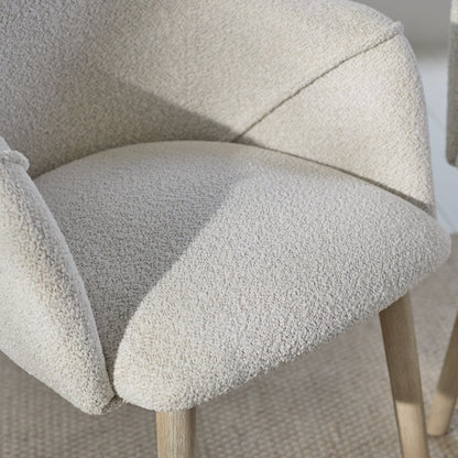 Freya Oat Boucle Armchair - Set of 2 - Whitewash Oak Legs - Laura James