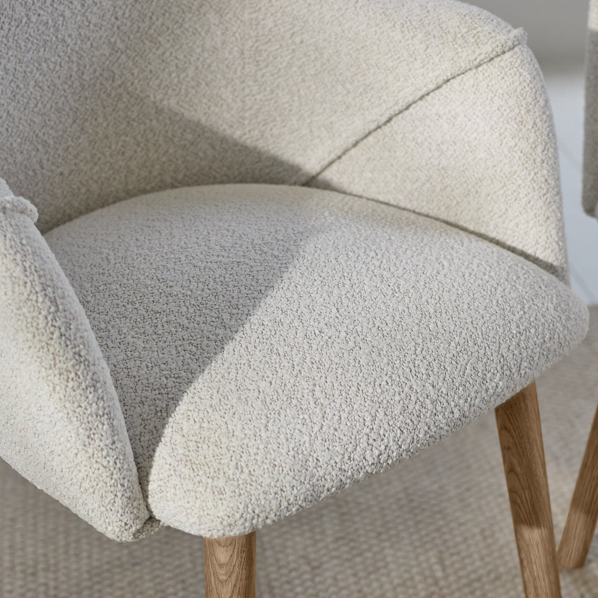 Freya Oat Boucle Armchair - Set of 2 - Almond Brown Legs - Laura James 