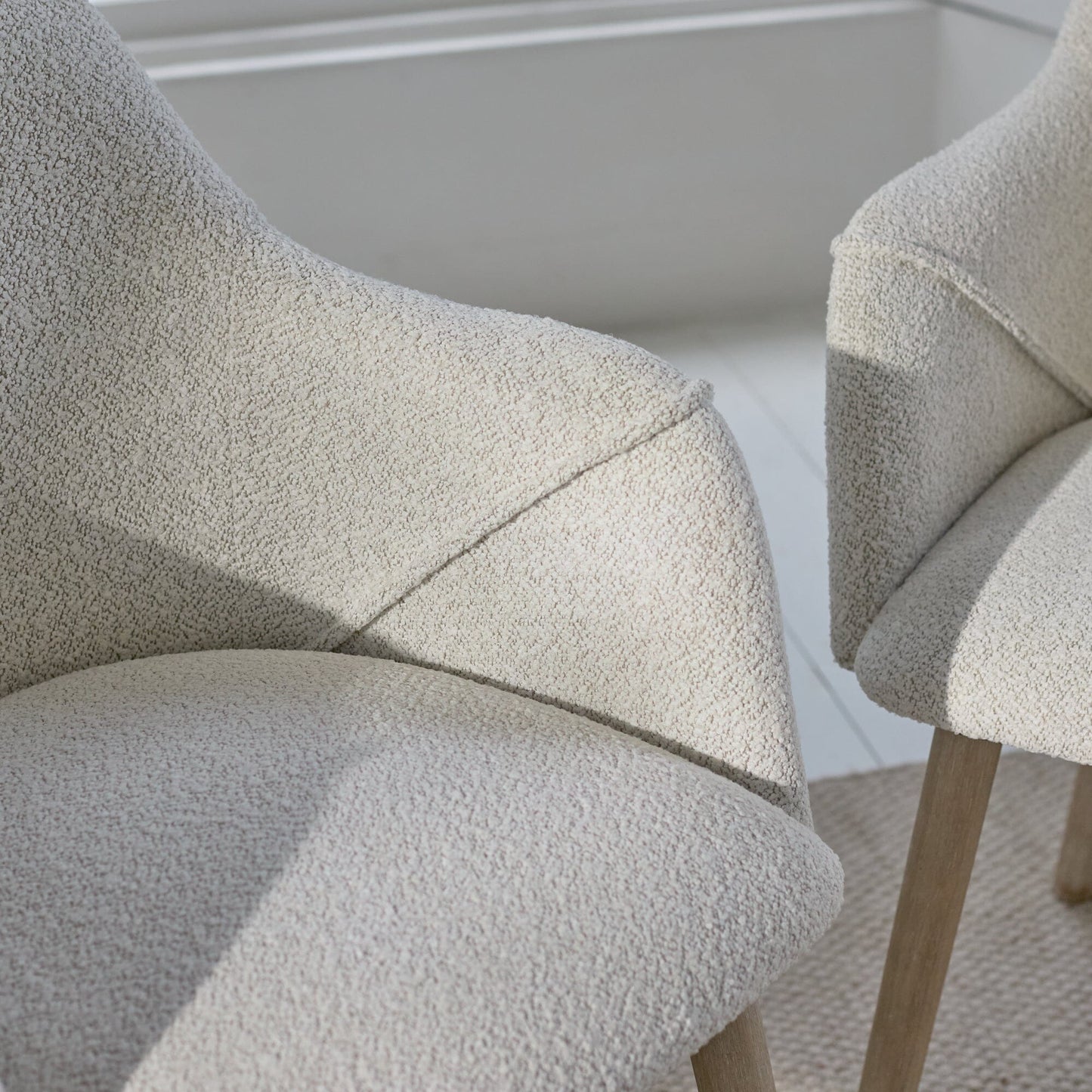 Freya Oat Boucle Armchair - Set of 2 - Whitewash Oak Legs - Laura James