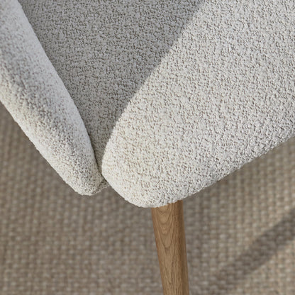 Freya Oat Boucle Armchair - Set of 2 - Almond Brown Legs - Laura James 