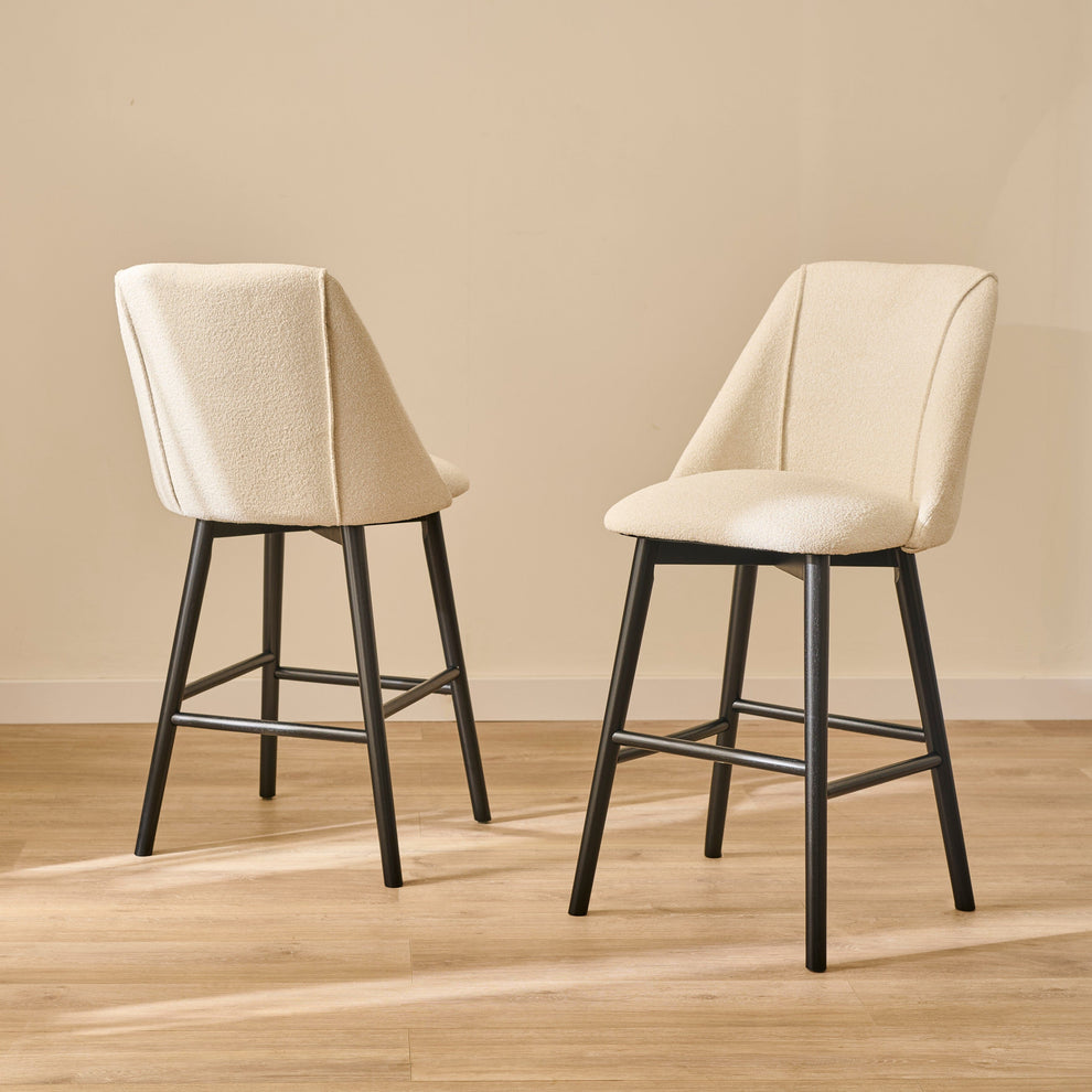 Outlet - Freya Light Beige Boucle Bar Stool - Black Legs – Laura James