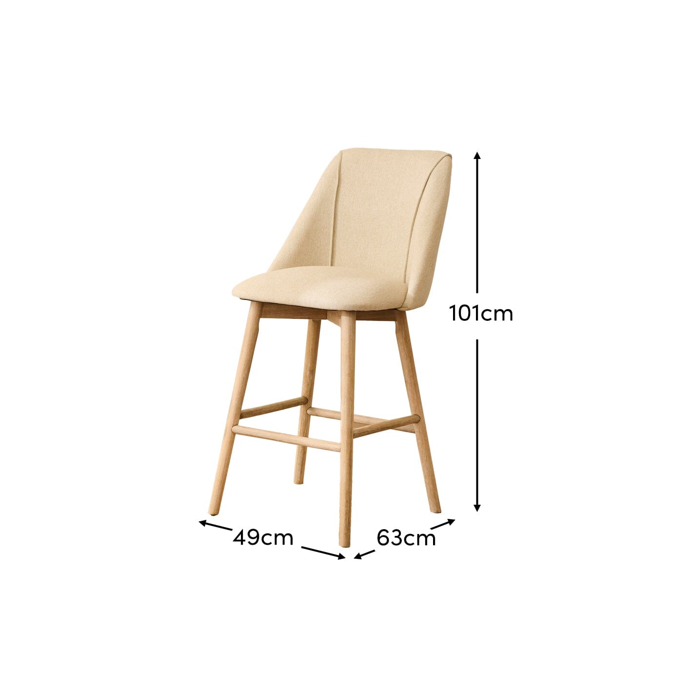 Freya Bar Stool - Sand - Whitewash Legs - Laura James 