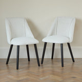 Freya Oat Boucle Dining Chair - Set of 2 - Black Oak Legs - LAURA James