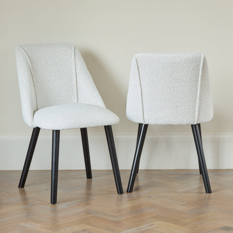 Freya Oat Boucle Dining Chairs - Set of 2 - Black Oak Legs – Laura James