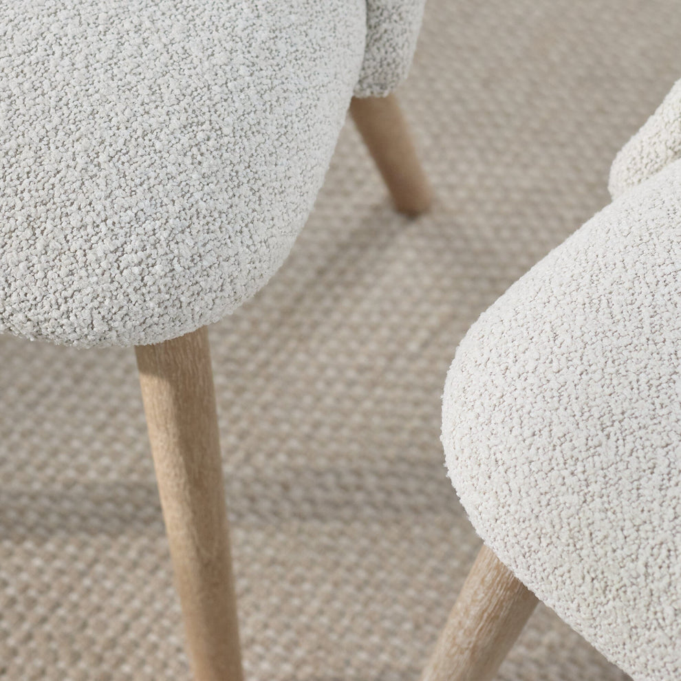 Freya Oat Boucle Dining Chairs - Set of 2 - Chalked Mangowood Legs ...
