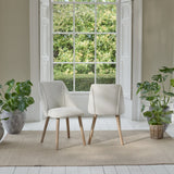 Freya Oat Boucle Dining Chairs - Set of 2 - Chalked Mangowood Legs - Laura James