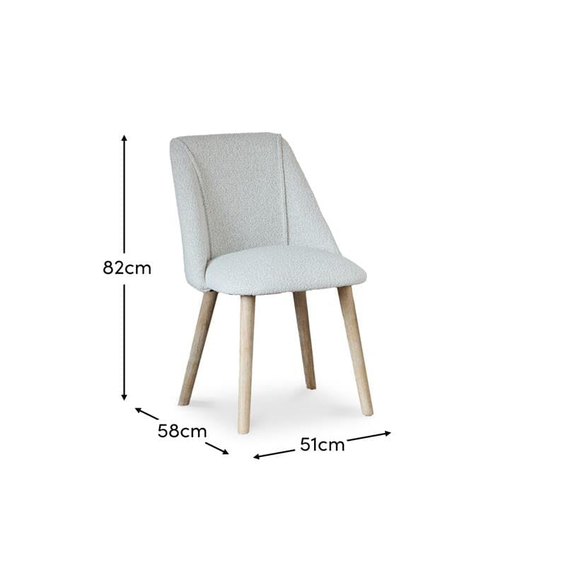 Freya Oat Boucle Dining Chairs - Set of 2 - Whitewash Oak Legs - Laura James 
