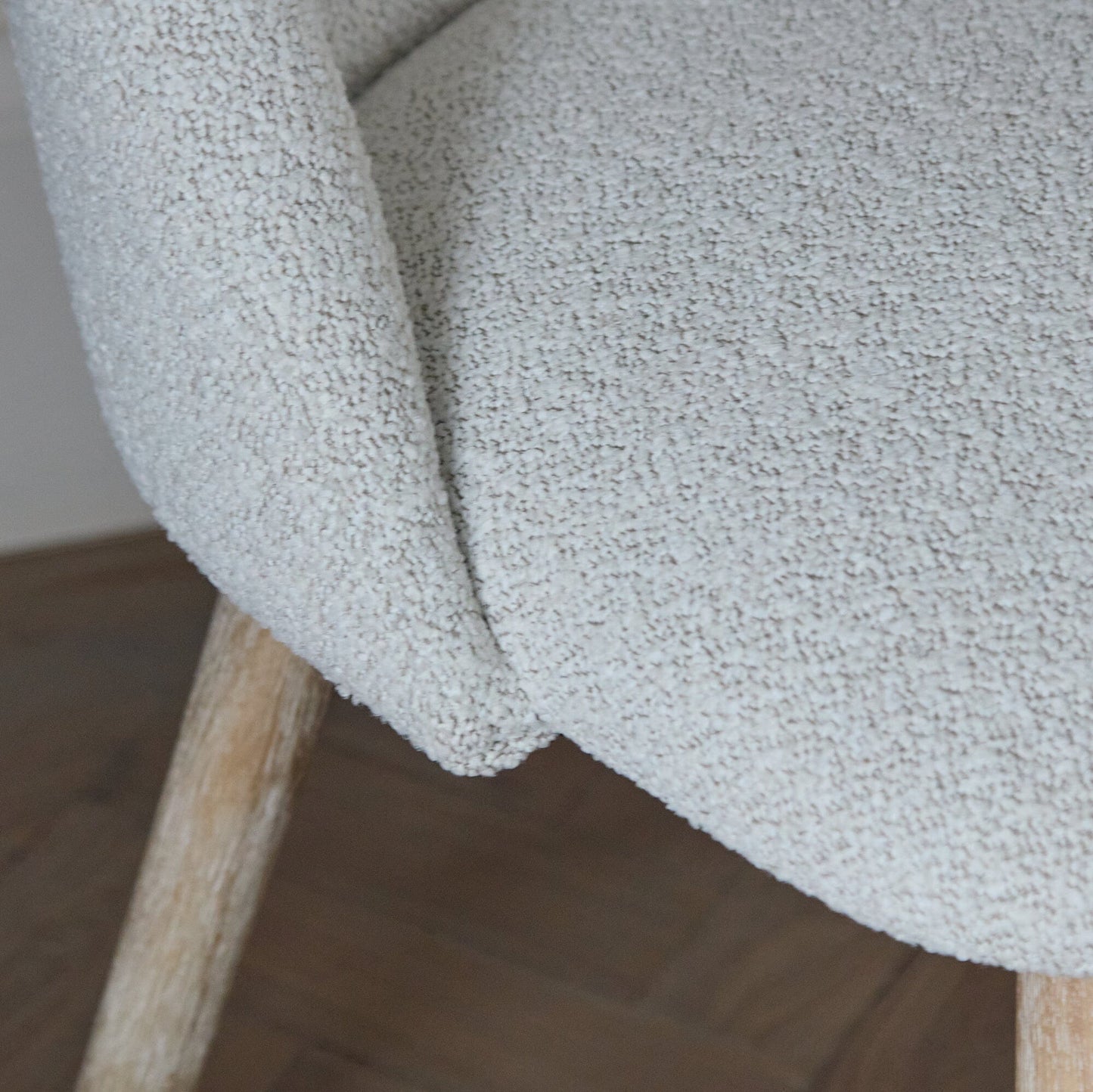 Freya Oat Boucle Dining Chair - Set of 2 - Whitewash Oak Legs - Laura James 