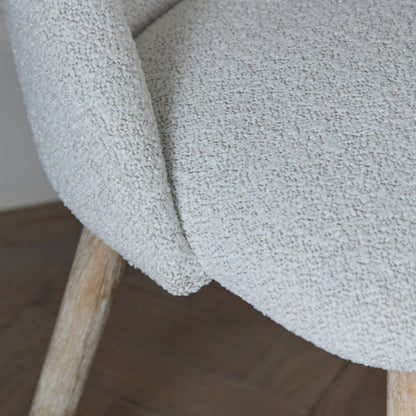 Freya Oat Boucle Dining Chair - Set of 2 - Whitewash Oak Legs - Laura James 