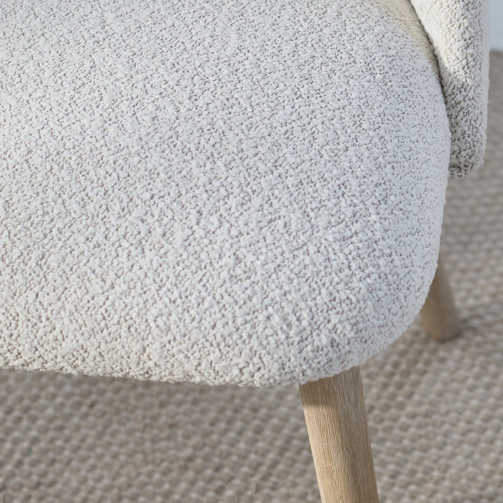 Freya Oat Boucle Dining Chairs - Set of 2 - Whitewash Oak Legs – Laura ...