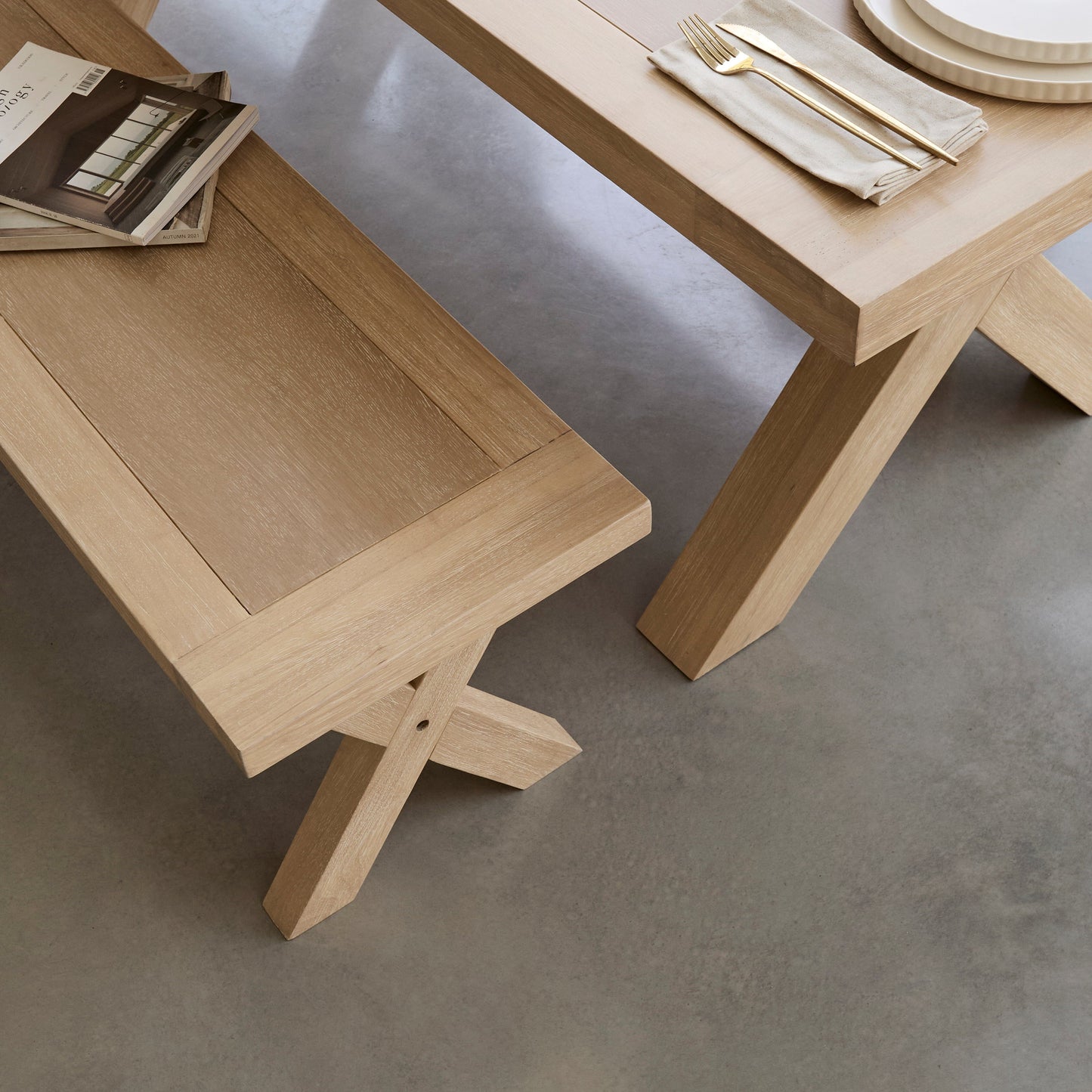 Charlotte 8 Seater Extending Rectangular Dining Table Set with  Freya Sand Dining chairs & Charlotte Bench - Laura James 