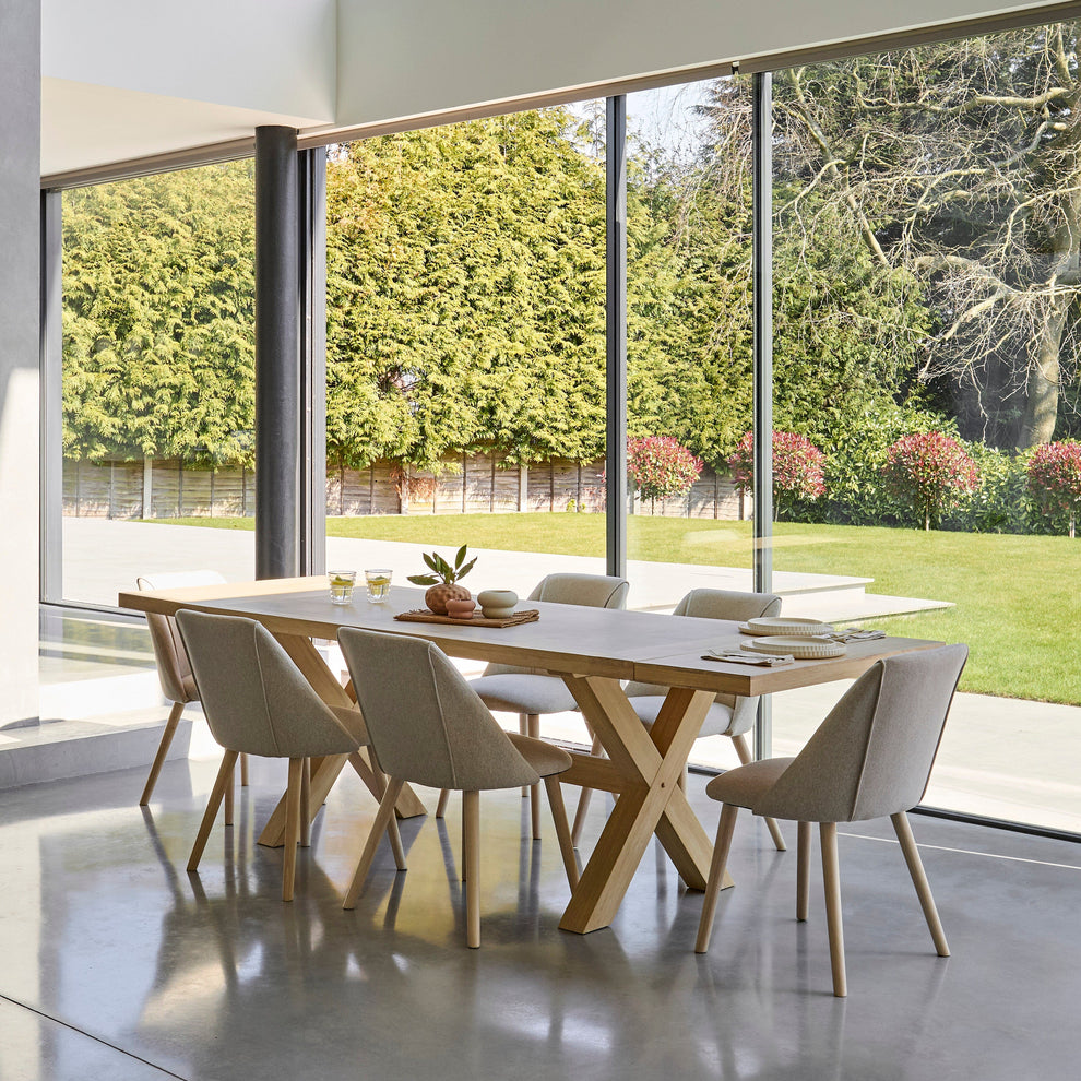 Charlotte Whitewash Extending Dining Table Set - 6 Seater - Freya Sand ...